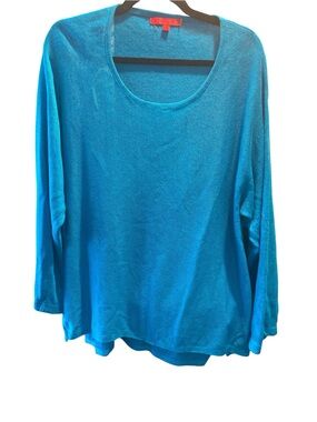 Shamask Vibrant Blue Linen Long Sleeve Sweater Size Large